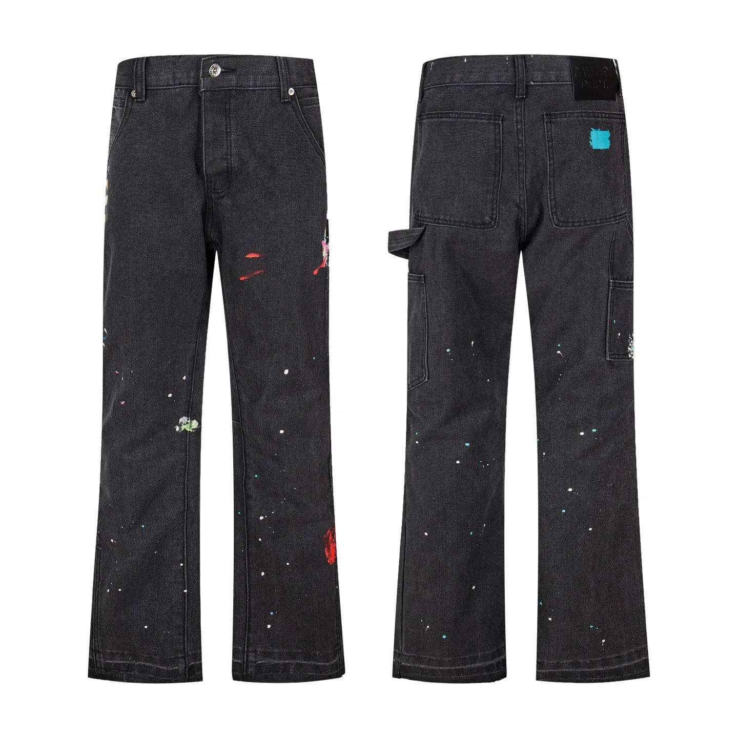 💰240 GALLERY DEPT spliced ​​ink-washed jeans, truly restoring the ultimate texture of Vintage, three-dimensional version, loose and comfortable, not picky about the figure, taller and slimmer, factory-made, original quality control, same style for men and women, can be matched with couples, versatile recommendation, must-have jeans for all seasons, fashionistas have been disappointed. From the quality selection of fabrics, the tailoring of details, and the matching of patterns, they are all impeccable! The upper body is so handsome when worn...it can be easily worn by men, women and children! The craftsmanship is made of heavy-duty washed pure cotton denim fabric. After washing, it is soft and thick. It is very stylish when worn on the body. Style number: 1800# Color: black Size: 28 30 32 34 36